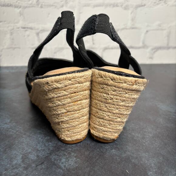 Lauren Ralph Lauren Penelopie Wedge Espadrille Sandals Black Size 10 - Picture 5 of 8